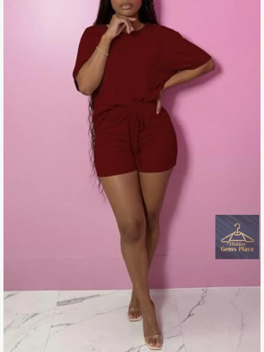 Biker Shorts Matching Lounge Set Two Piece Athletic Summer Outfit